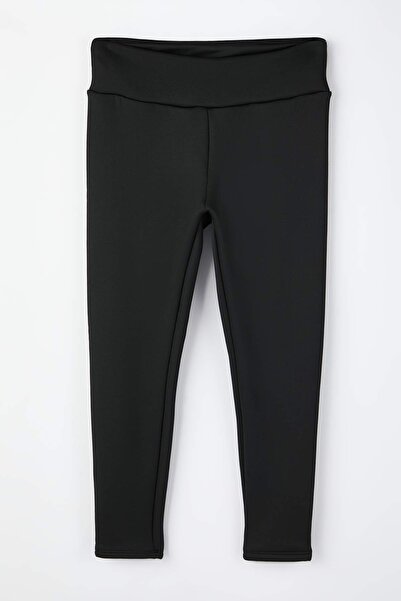 Trendyol Curve Winter Essential/Ski Collection Black Fleece Inside/Plush Warm Full Length Leggings Tbbaw26Bv00005