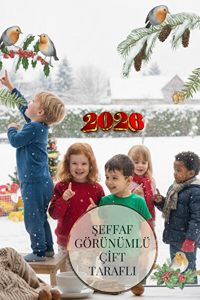 Kt Grup Yeni Yıl Yılbaşı Hoşgeldin 2026 Yeni Sezon Şeffaf Çift Taraflı Cam Ka...