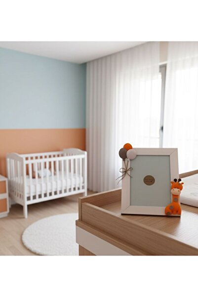 Leobabyroom إطار غرفة أطفال بتصميم زرافة برتقالية مع بالونات باللون الأبيض والرمادي والبرتقالي