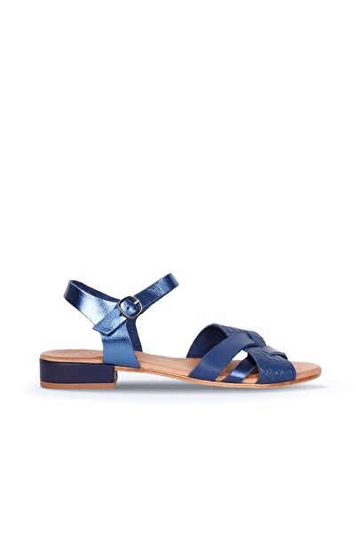 Bueno Shoes Δερμάτινα γυναικεία πέδιλα με τακούνι Navy Blue - 01ws6106