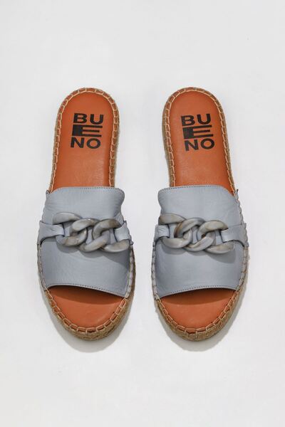 Bueno Shoes Mavi Deri Kadın Espadril Terlik 01ws1821