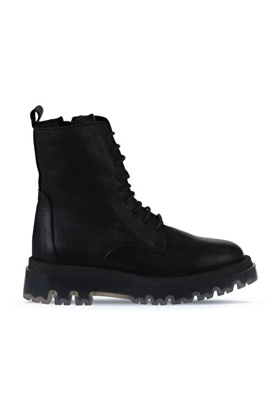 Bueno Shoes Δερμάτινα Γυναικεία Μποτάκια Μαύρα - Flat Model 01wv1500