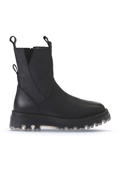 Bueno Shoes Μαύρα δερμάτινα γυναικεία μποτάκια - Flat Cut 01wv1501