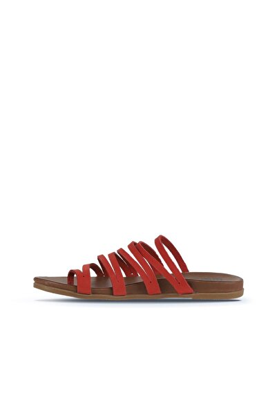 Bueno Shoes Red Nubuck Women's Flip Flops 01Wu4238