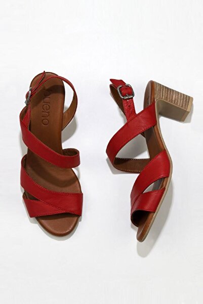 Bueno Shoes Kırmızı Deri Kadın Topuklu صندل 01wq8503