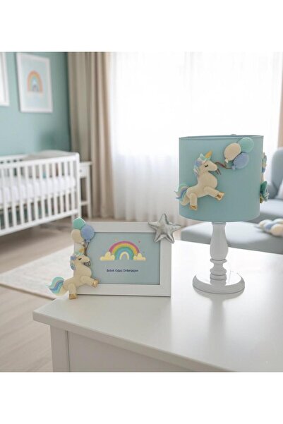 Leobabyroom مجموعة إطار عاكس الضوء بتصميم غرفة الأطفال للفتيات/الأولاد مع شكل وحيد القرن باللون الأخضر النعناعي