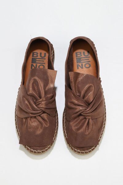 Bueno Shoes Шкіряні жіночі еспадрильї - коричневі з блискітками, модель 01wn3100