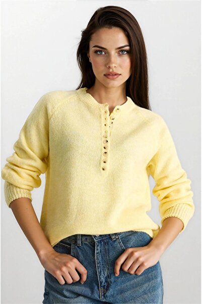 WeShaya Pulover tricotat cu dungi, cu guler și cu mâneci lungi