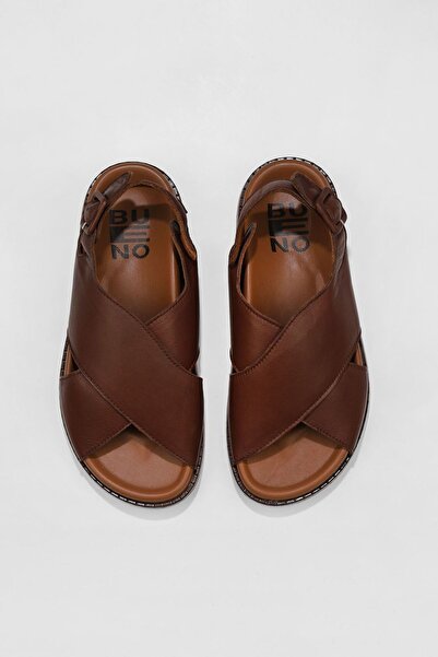 Bueno Shoes Καφέ Δερμάτινα Γυναικεία Flat Σανδάλια 01wu5815