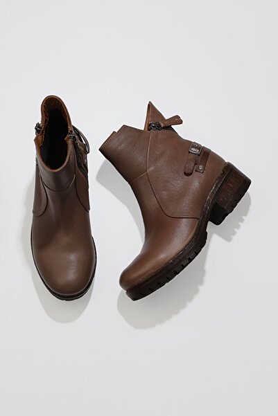 Bueno Shoes Γυναικείες μπότες με τακούνι Mink Brown Leather - 01wv0901