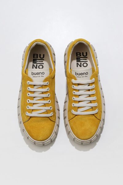 Bueno Shoes Suede γυναικεία αθλητικά παπούτσια - Wedge Heel, Yellow, 01wt3401