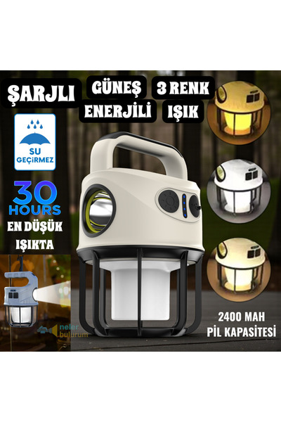 nelerbulurum ŞARJLI ÇİFT IŞIKLI (BEYAZ-GÜN IŞIĞI) EL FENERİ VE LAMBA OLABİLEN POWERBANK ÖZELLİKLİ IŞILDAK