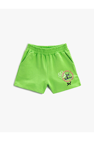 Koton Beli Lastikli Şort Cepli Baskılı Pamuklu