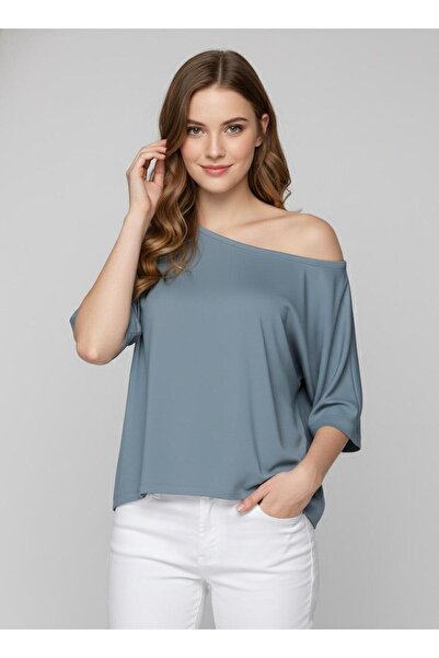 Lucky Line Kadın Salaş Rahat Viskon Örme Yazlık Baharlık Bluz