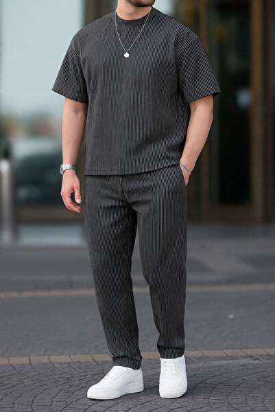 ruNadeS Men's Short Sleeve Oversize Two Thread Tracksuit Set