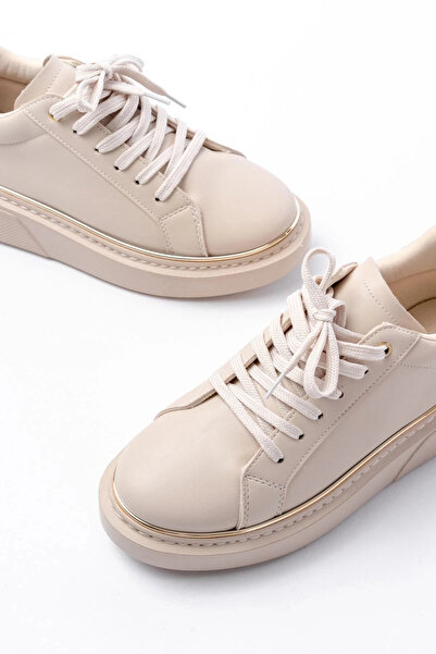 Budi RS-2435 Μπεζ ροζ με κορδόνια ραμμένα casual αθλητικά παπούτσια