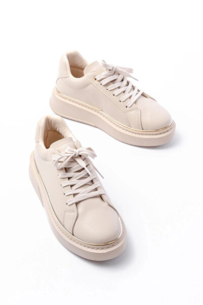 Budi RS-2435 Μπεζ ροζ με κορδόνια ραμμένα casual αθλητικά παπούτσια