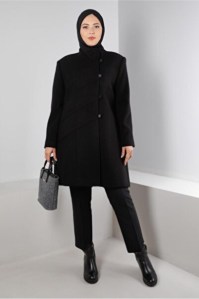 Alvina Judge Collar Button Detail Coat 90278