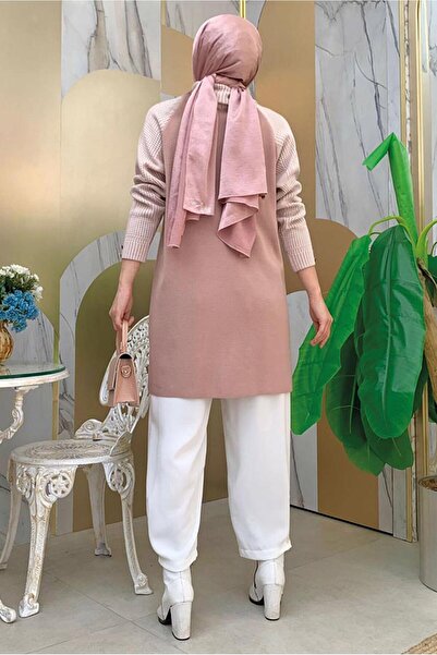 TRENDTESETTÜR WOMEN'S POWDER GRAP COLLAR KNIT TUNIC T 1834