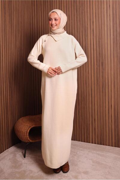 TRENDTESETTÜR Women's Ecru Knit Dress t 0307