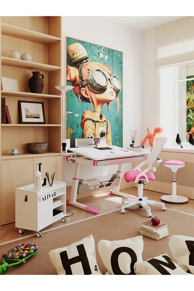 Creo Mobili Sirius Premium Plus Kız Öğrenci Ders Çalışma Masası, Çocuk Sandal...