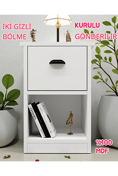 KONAK EV EŞYALARI İKİ GİZLİ BÖLMELİ MDF KOMODİN,KURULU GÖNDERİLİR,MONTAJA GER...