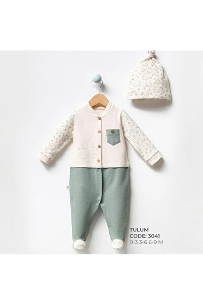 Bubbles 100% Organic Cute Elephant Printed Jumpsuit with Hat and Booties