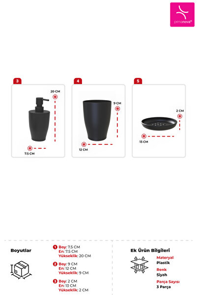 Prima Nova Pure 3-Piece Bathroom Set-Black