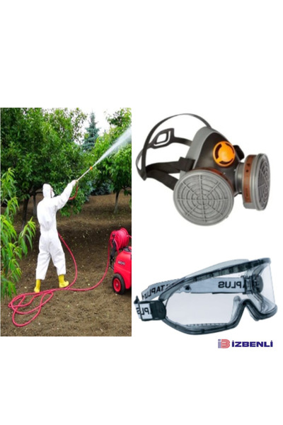 Delta Plus Deltaplus M6400 A2 Tarım İlaçlama Yarım Yüz Gaz Maskesi + Goggle Gözlük Filtreli Koruma Seti