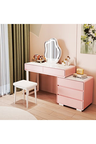 KEKE طاولة زينة ذكية أنيقة وفعالة لمساحات المعيشة المعاصرة مع مرآة LED 120 سم