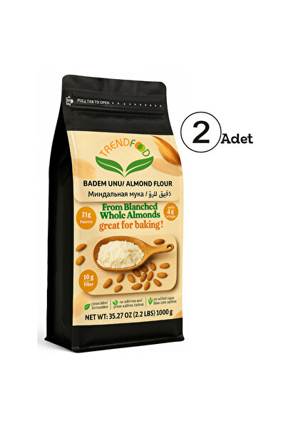 TREND FOOD %100 Doğal Çiğ Badem Unu Kabuksuz 2 Kg | Glutensiz, Katkısız, Yüksek Protein & Lif | Avantajlı Paket