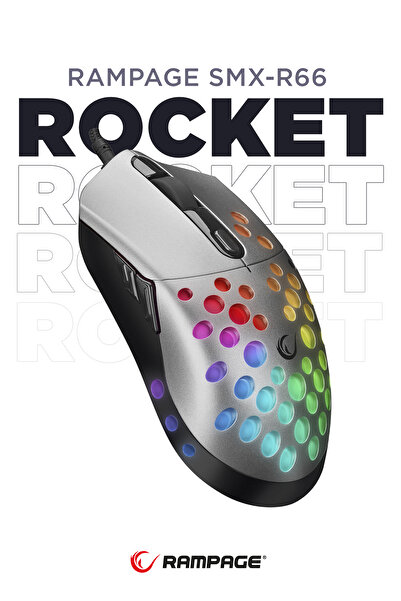 Rampage Rocket Ultra Hafif Gümüş Rgb Optik Sensör 12000 Dpi Gaming Oyuncu Mouse