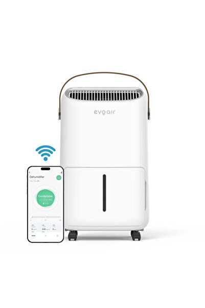 EvoAir Dezumidificator Evoair, NovaDry 16 Smart, 16l/24h, Ionizare, Rezervor 2.5l, UVC, Alb, Curea Maro