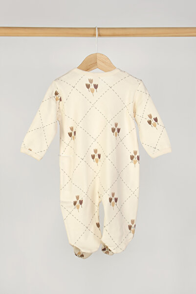 Mini Cotton Unisex Flower-Patterned Beret 2-Piece Jumpsuit