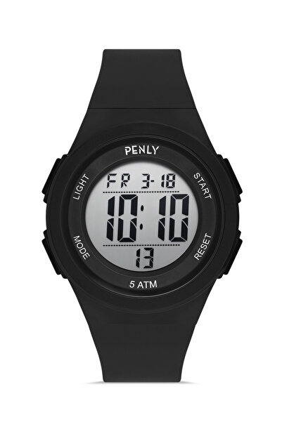 Penly Dijital Kol Saat Siyah 8111-1 Serisi + Su Gerçirmez Isıklı Kronometreli Alarmlı