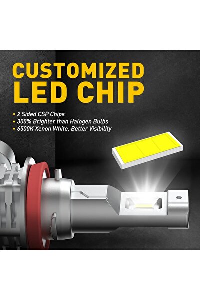 AUXITO Set de 2 becuri LED H11 Auxito, Canbus, alb rece, 4000 lumeni, proiectoare de ceață