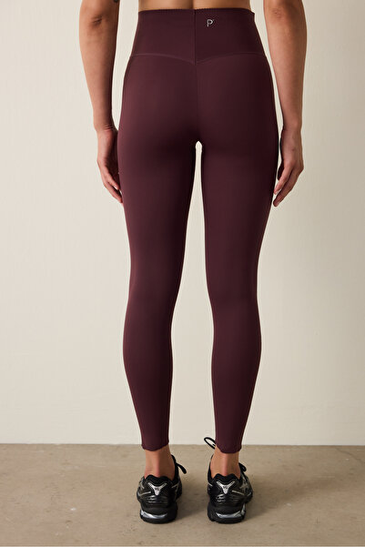 Penti Bordo Yüksek Destek V Kesim Toparlayıcı Etkili Yüksek Bel Form Tayt