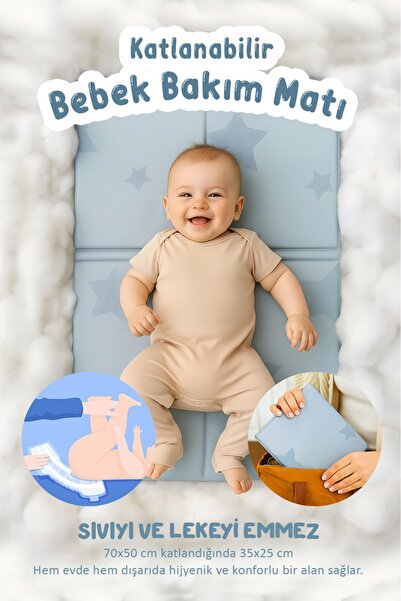 Coolmats Katlanabilir Alt Değiştirme Matı 70×50 cm | Sıvı Emmez, Hijyenik, Be...