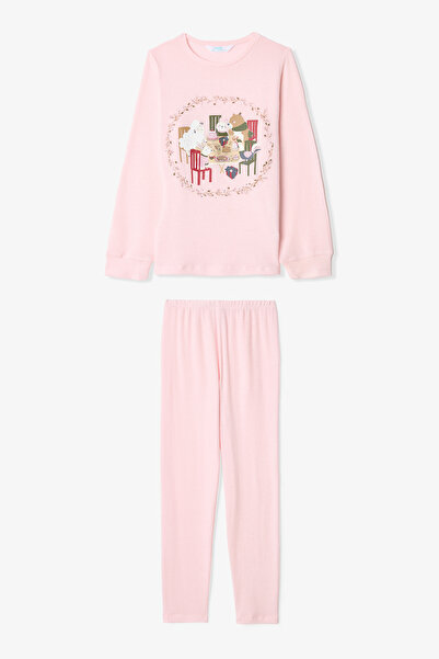 Penti Gül Kurusu Kız Çocuk Çizgili Baskılı Pijama Takımı