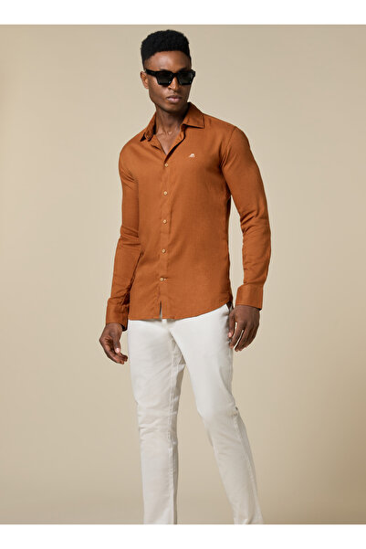 Mannerism The Desert Warmth – Rust Lyocell Shirt with Earthy Softness, Comfort Fit