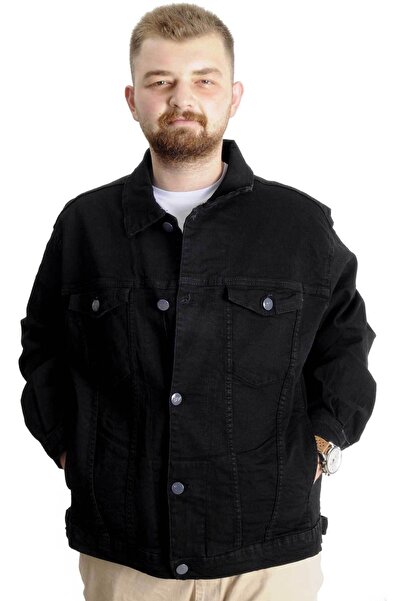 ModeXL Mode XL Large Size Men's Denim Coat Paris Star 22800 Black