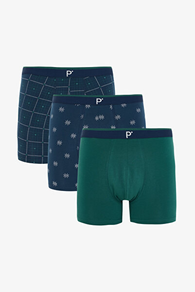Penti Men's Geometric Patterned Logo 3-Piece Boxer