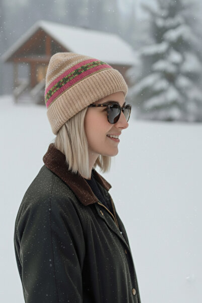 novon Premium Unisex Winter Themed Soft Textured Warm Design Beanie with Minimal Snowflake Figure