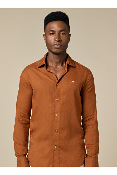 Mannerism The Desert Warmth – Rust Lyocell Shirt with Earthy Softness, Comfort Fit