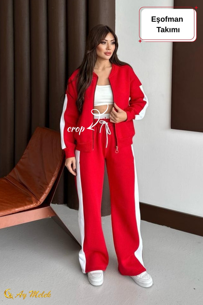 AYMELEK Women's Tracksuit Set Transitional Fleece-Lined Winter Cardigan Top and Bottom Set (with Crop Gift)