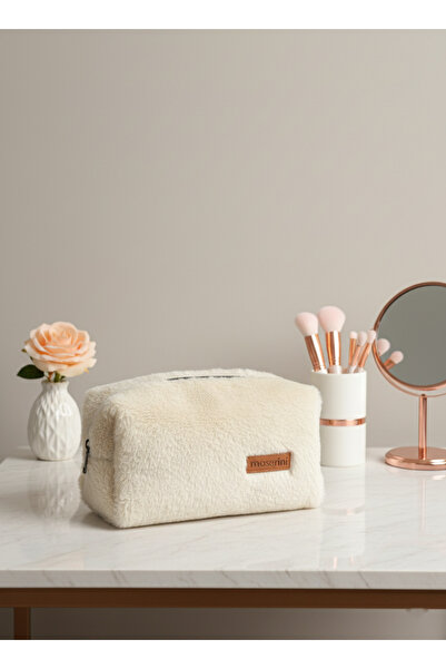 Moserini Cream Color Soft Plush Makeup Bag–Large Size XL Travel and Cosmetic ...