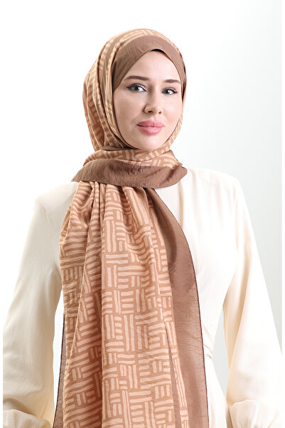 sefamerve Karaca natural fiber shawl 82008-17 brown mustard