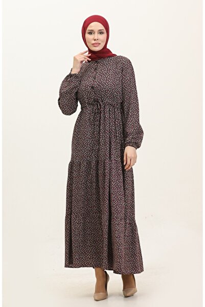 sefamerve Φόρεμα με μισά κουμπιά με στάμπα δαμάσκηνου - 0368-04