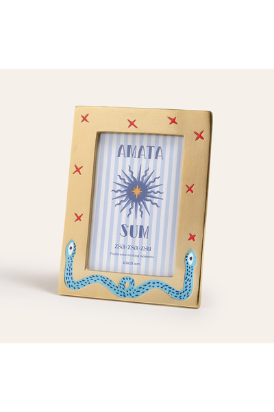 Zsa Zsa Zsu Rampur Metal Çerçeve 20x15 Cm Altın - Mavi