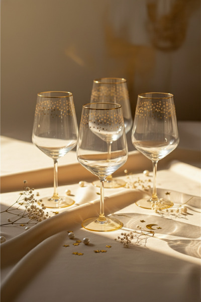 Rakle Yılbaşı - Winter Sky 4'lü Su Kadehi Seti Amber 490 Cc